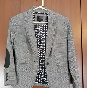 The Limited black/ white plaid 3/4 sleeve blazer
